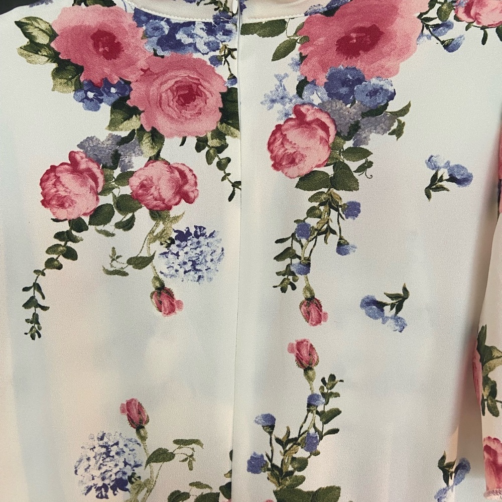 2 for 10$ ☀️Floral Print Mock neck Dress with Ruffled Sleeves - Picture 8 of 10